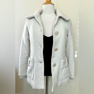 Quilted and Lined Off White Pea Coat Jacket with pockets By Coffeeshop - Sz S